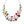 Load image into Gallery viewer, A multi-strand beaded necklace set displayed on a white mannequin bust, including a statement necklace and matching drop earrings. The jewelry features a variety of colorful square and round beads in red, pink, blue, green, orange, brown, purple, and clear glass, suspended on silver-tone wires.
