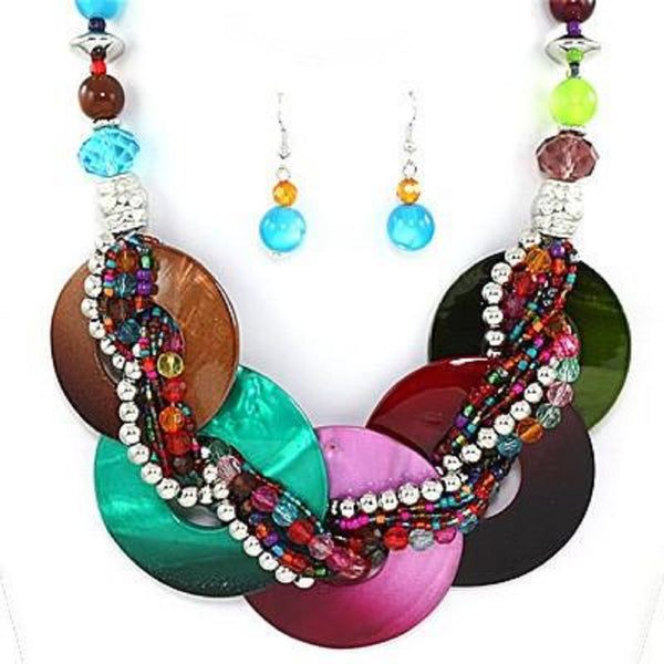 Ocean Shell Chunky Statement Necklace & Earring Set
