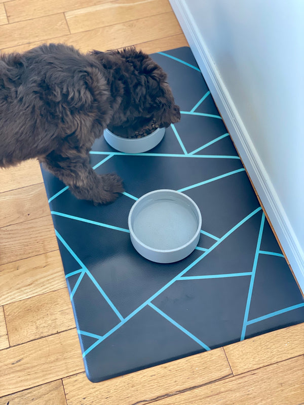 Vegan Leather Pet Food Mat — Avant-Garde Teal