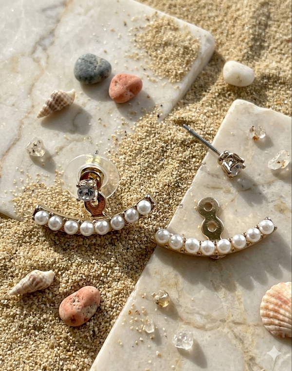 Mini Pearl Arc Jacket Earrings