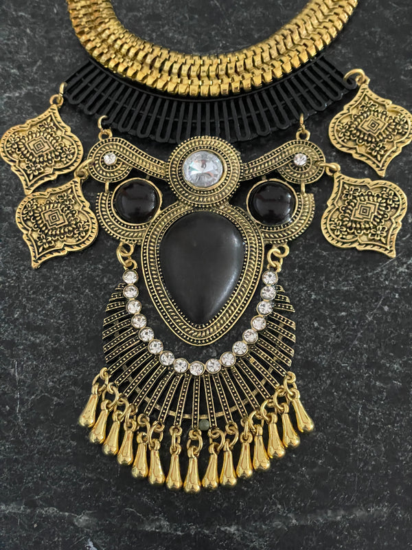 Boho Gold Statement Bib Necklace
