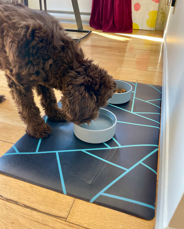 Vegan Leather Pet Food Mat — Avant-Garde Teal