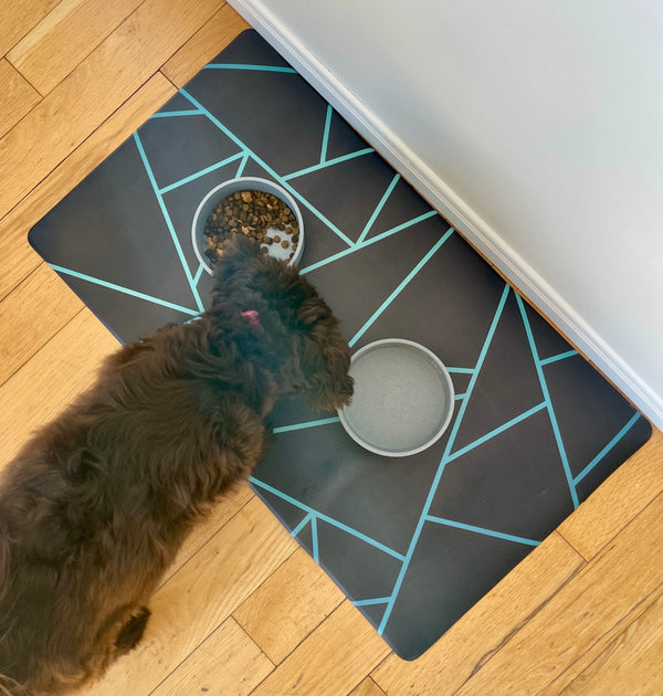 Vegan Leather Pet Food Mat — Avant-Garde Teal