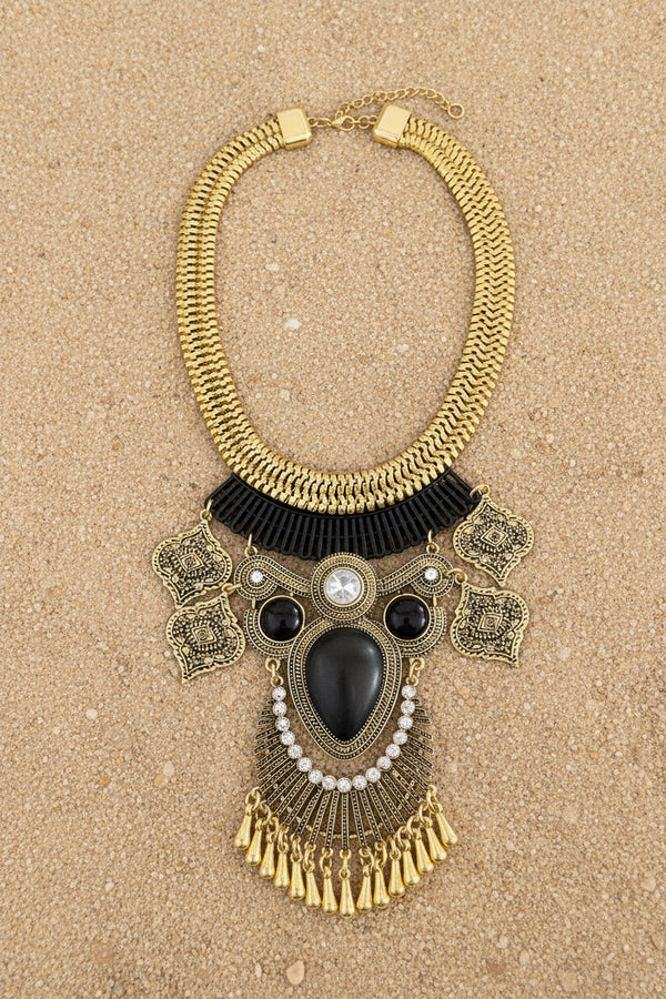 Boho Gold Statement Bib Necklace