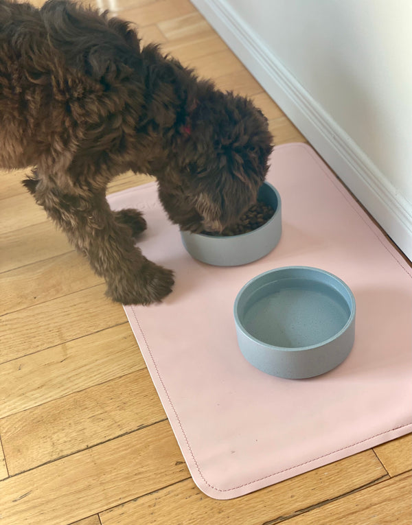 Vegan Leather Pet Food Mat — 22"x14" | Pink