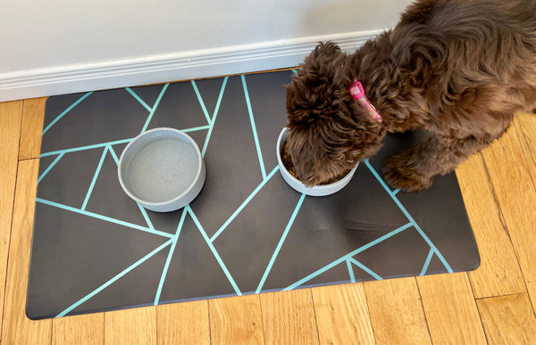 Vegan Leather Pet Food Mat — Avant-Garde Teal