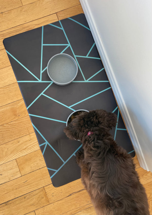 Vegan Leather Pet Food Mat — Avant-Garde Teal