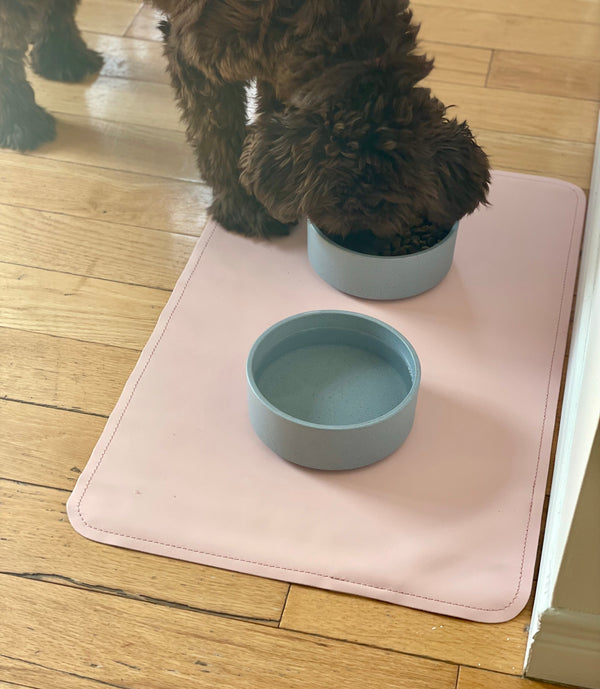 Vegan Leather Pet Food Mat — 22"x14" | Pink
