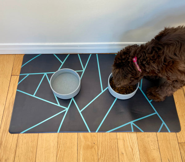 Vegan Leather Pet Food Mat — Avant-Garde Teal
