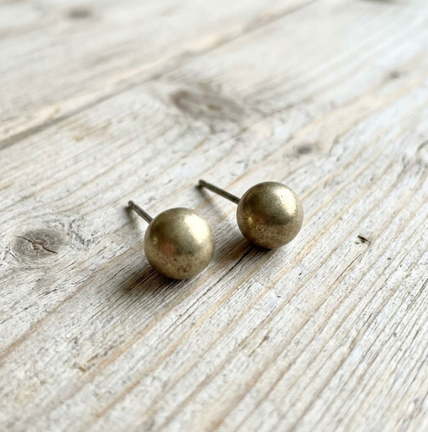 Matte Gold Ball Stud Earrings – Classic Minimalist Round Studs