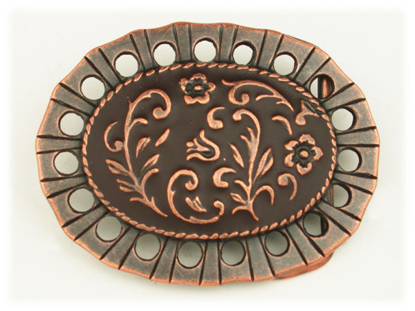 Western Copper Floral Belt Buckle | Boho Country Style