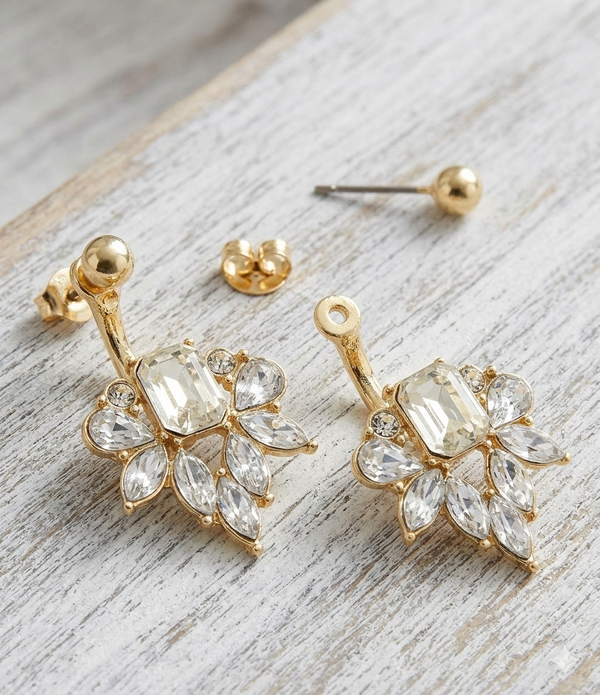 Gold Clear Ear Jacket Earrings