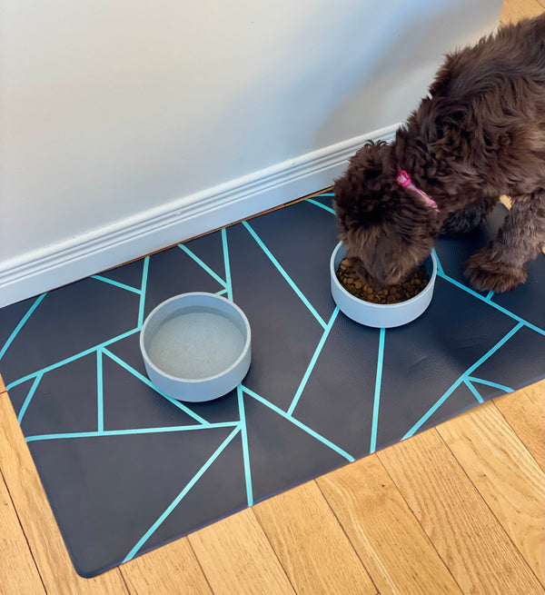 Vegan Leather Pet Food Mat — Avant-Garde Teal