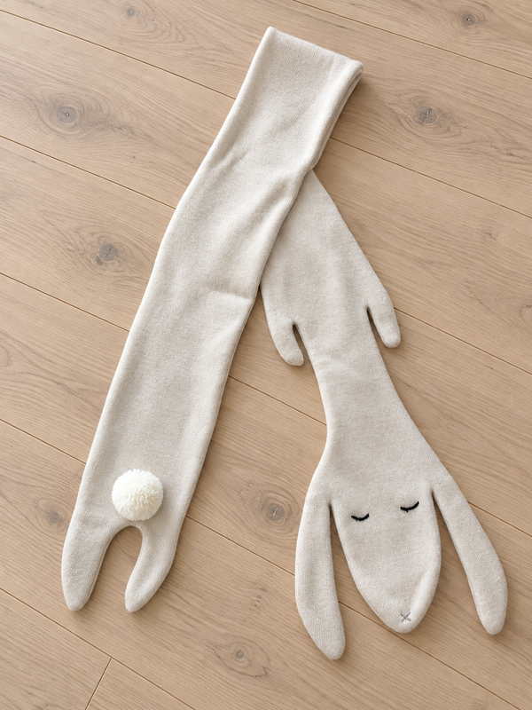 100% Cashmere Bunny Scarf for Kids – Luxury Soft Knit Rabbit Scarf