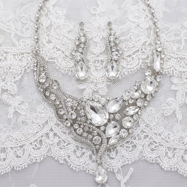Radiant Crystal Statement Necklace Earrings Set