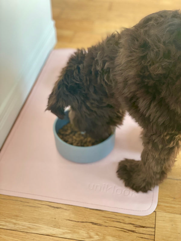 Vegan Leather Pet Food Mat — 22"x14" | Pink