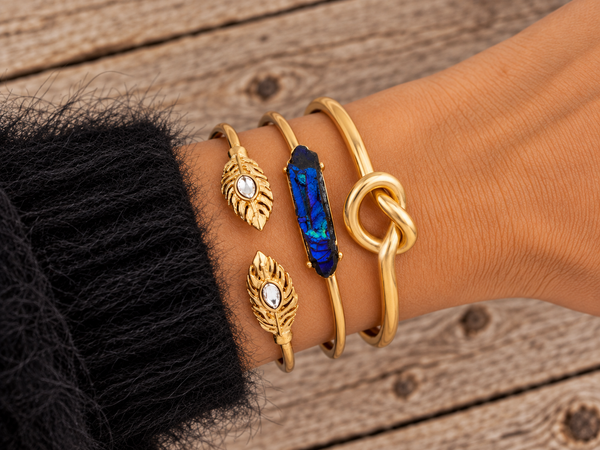 Chunky Love Knot Rigid Cuff Bracelet — Gold or Silver Tone