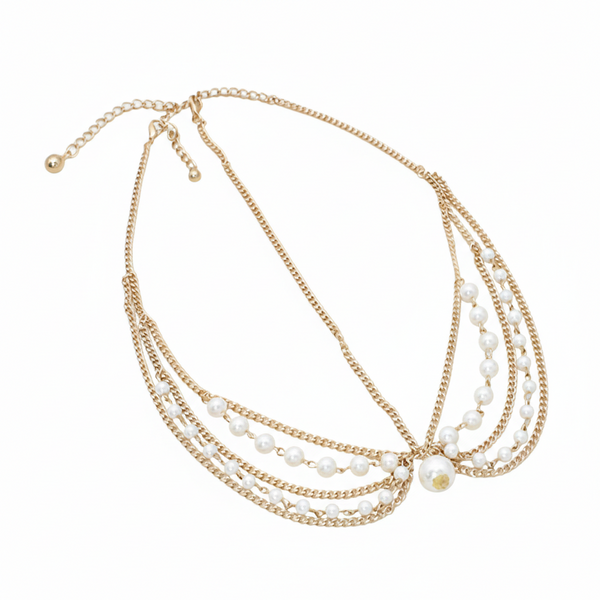 Boho Pearl Rhinestone Head Chain | Head Chain Jewelry.