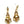 Load image into Gallery viewer, Pair of gold and amber crystal earrings on a white background
