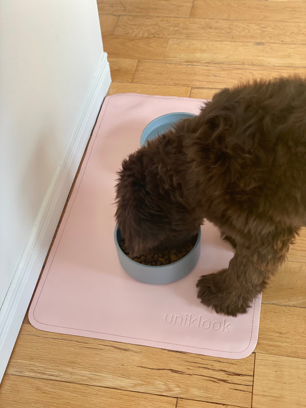 Vegan Leather Pet Food Mat — 30"x16" | Pink