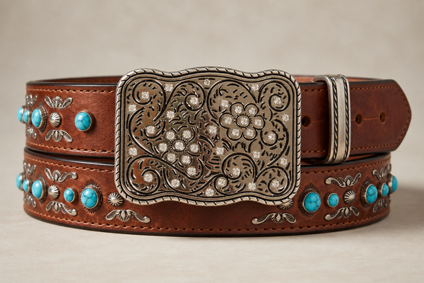Western Chic Silver & Rhinestone Belt Buckle
