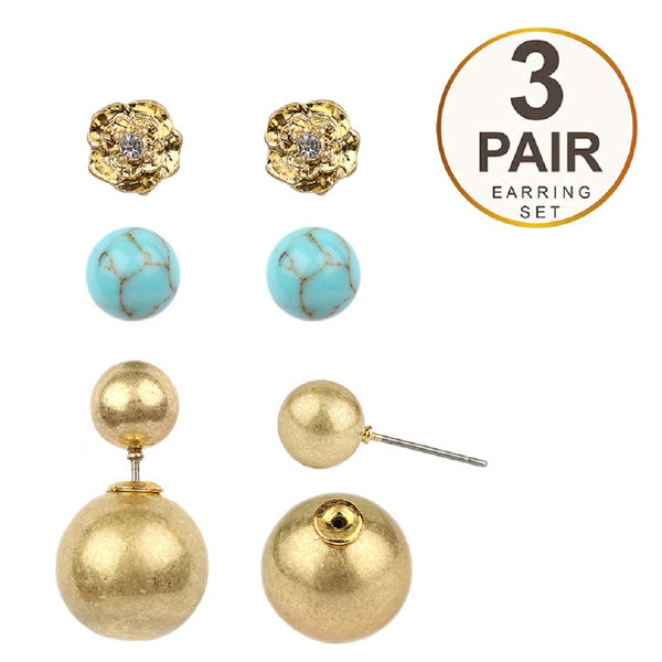 Turquoise Double Sided Statement Trio earrings