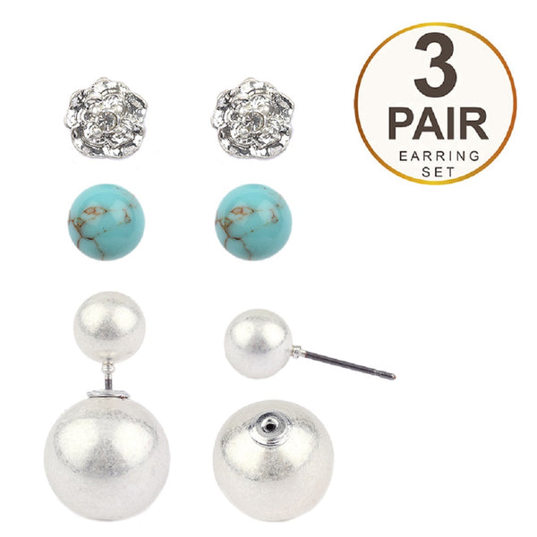 Turquoise Double Sided Statement Trio earrings