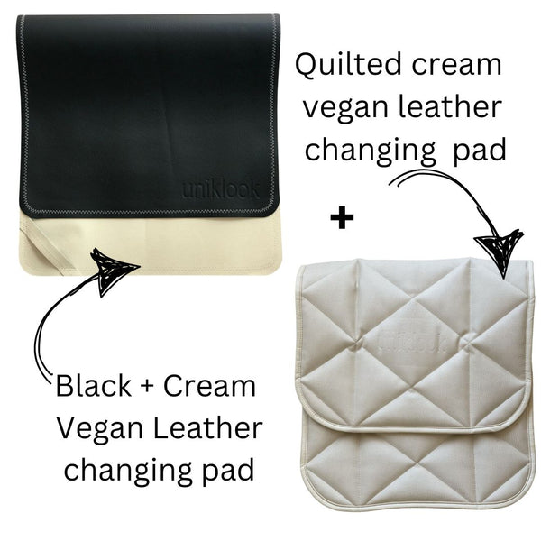 Vegan Leather Mat — Black & Cream