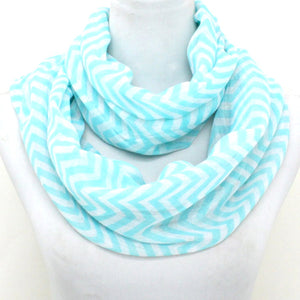 Light blue and white striped scarf on a white background