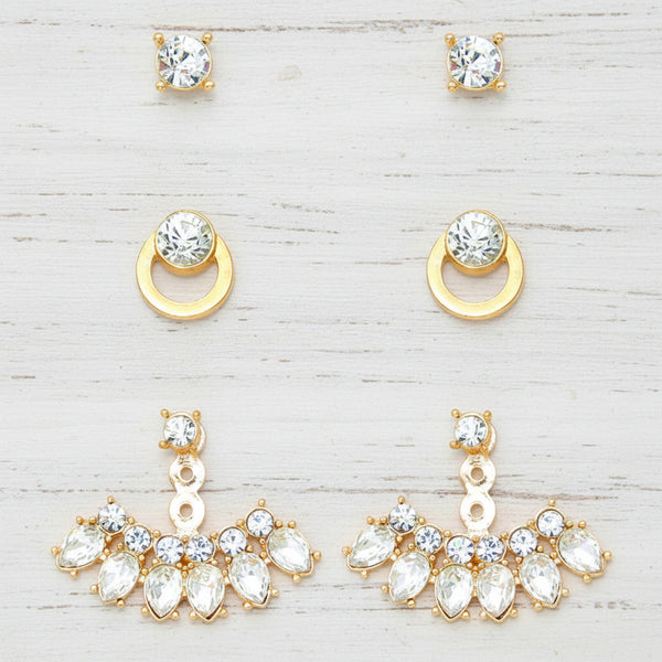 Trio Back & Front Ear Jacket Earrings