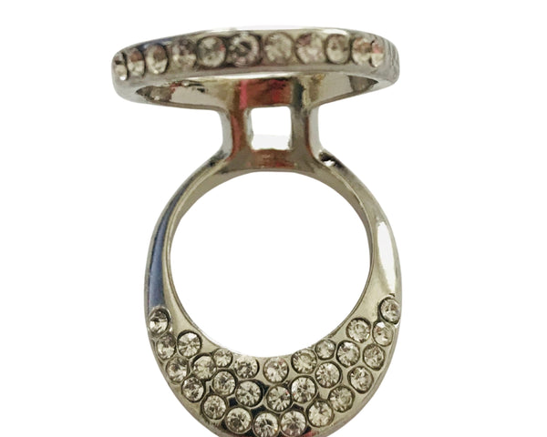 Silver + Rhinestones Statement Ring