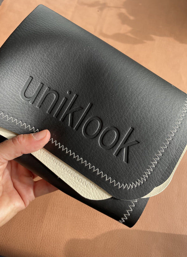 Vegan Leather Mini Mat — Black & Cream