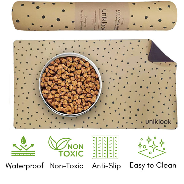 Vegan Leather Pet Food Mat — Cheetah Print