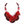 Load image into Gallery viewer, A red beaded statement necklace with large circular shell-like discs and matching drop earrings, displayed on a plain white background.

