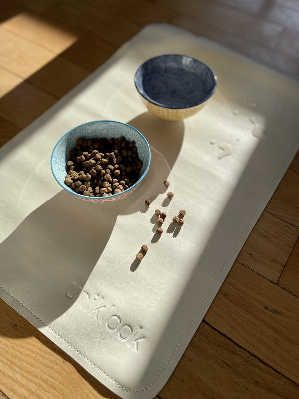 Vegan Leather Pet Food Mat — 30"x16" | Cream