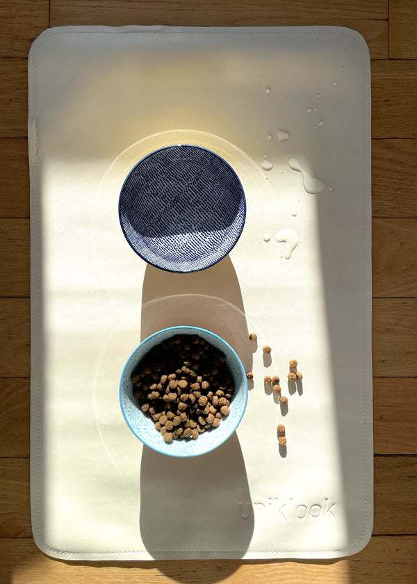 Vegan Leather Pet Food Mat — 30"x16" | Cream