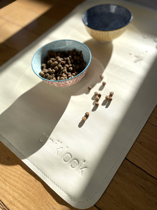 Vegan Leather Pet Food Mat — 30"x16" | Cream