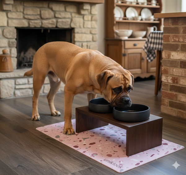 Vegan Leather Pet Food Mat — Terrazzo Pink