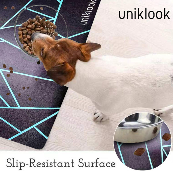 Vegan Leather Pet Food Mat — Avant-Garde Teal