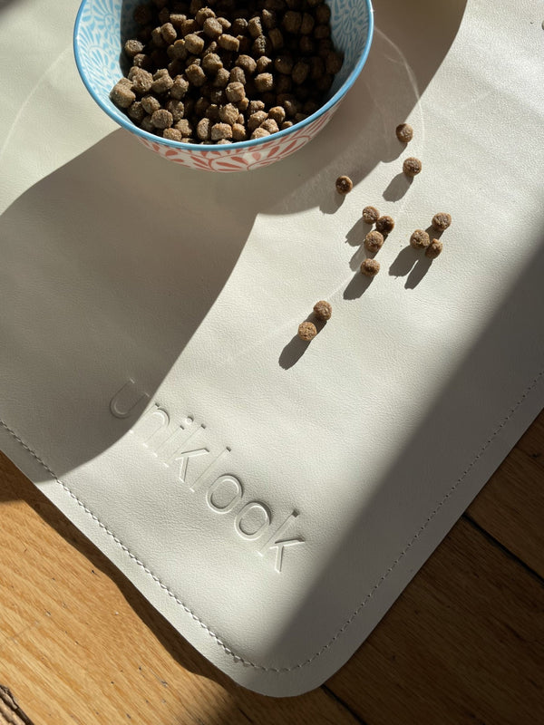 Vegan Leather Pet Food Mat — 30"x16" | Cream
