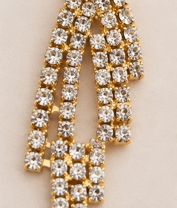 Golden cascade crystal fringe detail