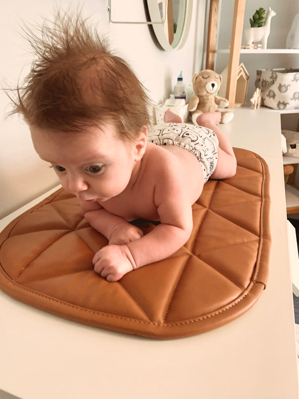 Quilted Vegan Leather Changing Mat & Play Mat — Amber