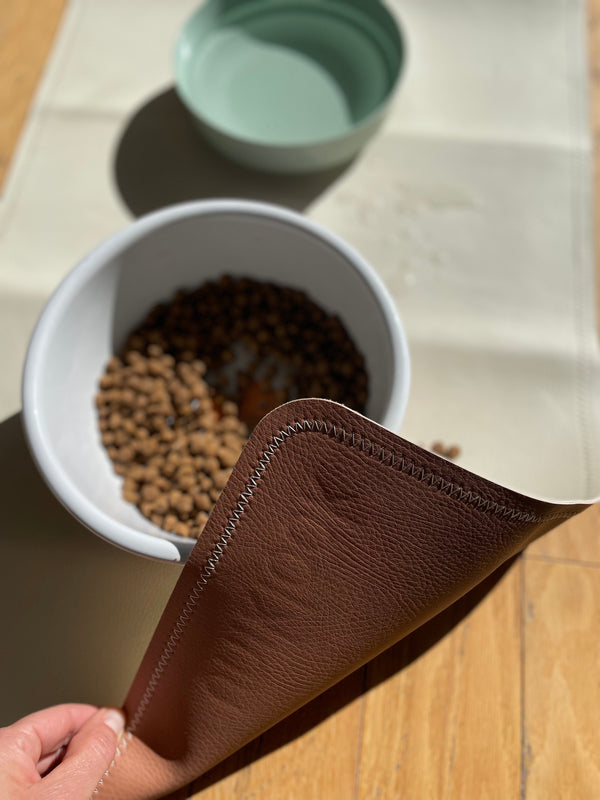Vegan Leather Pet Food Mat — 22"x14" | Cream & Terra