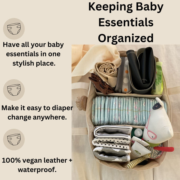 Vegan Leather Caddy Diaper Bag & Nursery Organizer | Uniklook