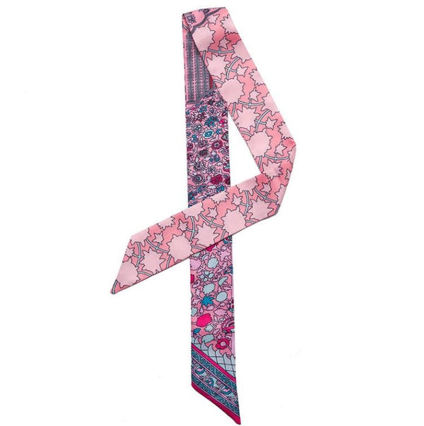 Pink patterned scarf on a white background