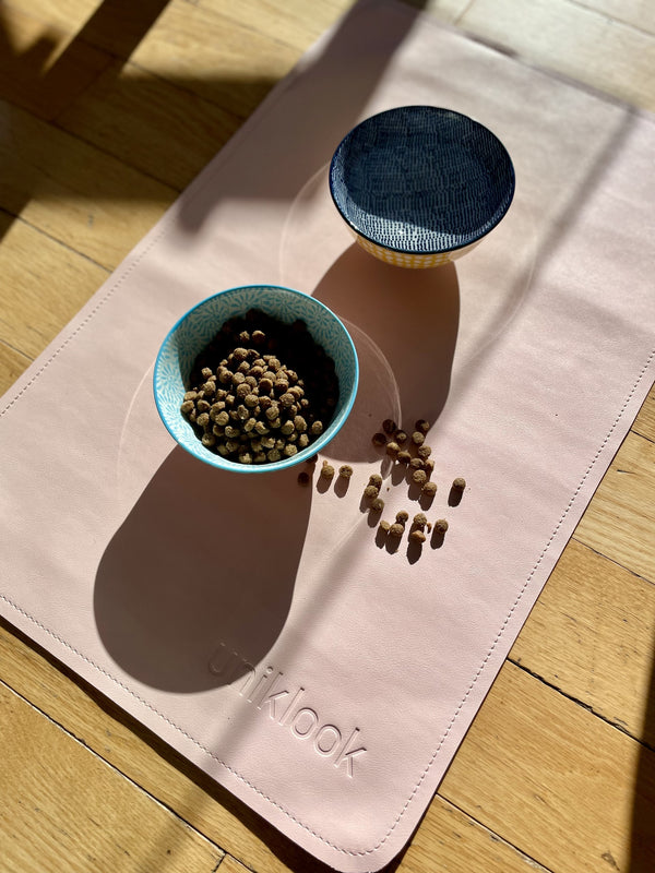 Vegan Leather Pet Food Mat — 30"x16" | Pink