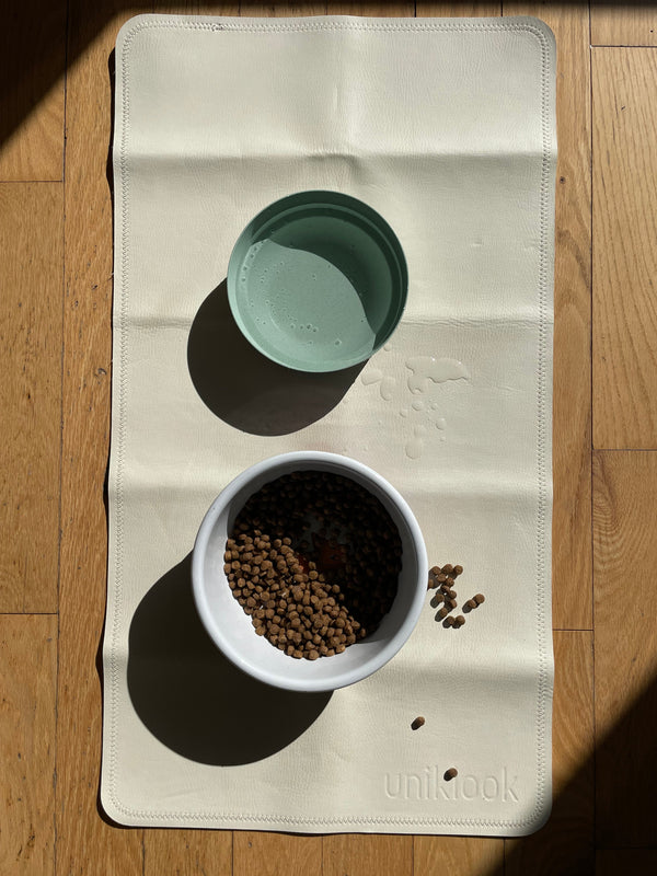 Vegan Leather Pet Food Mat — 30"x16" | Cream & Terra