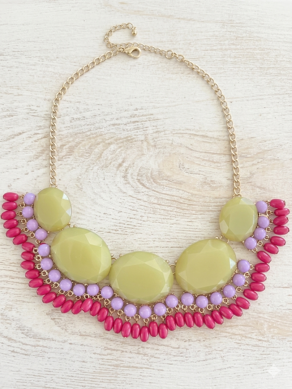 Bubble Mint green & Pink Beads Statement Necklace