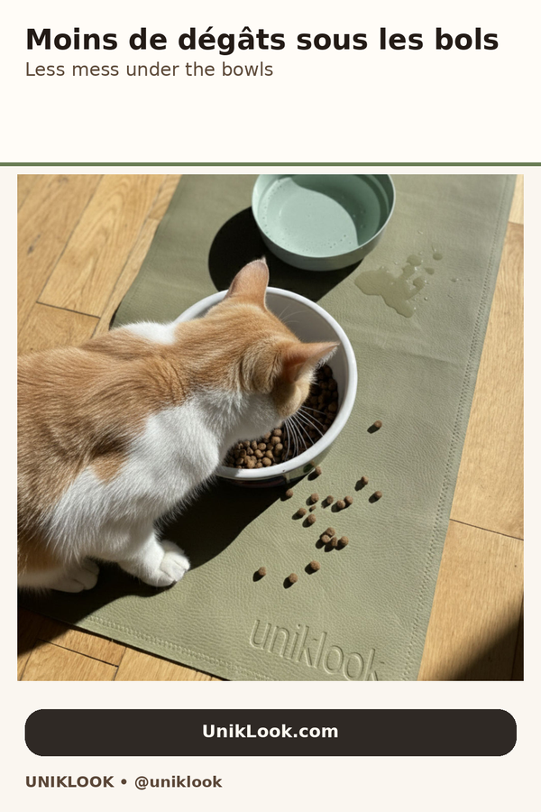 Double-Sided Vegan Leather Pet Food Mat — Hunter & Tan | 30 x 16 in