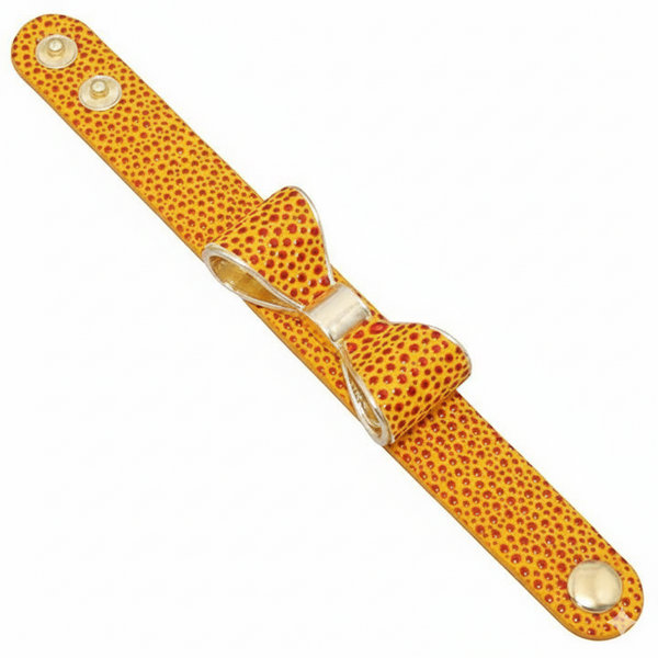 Leather gold bow bracelet